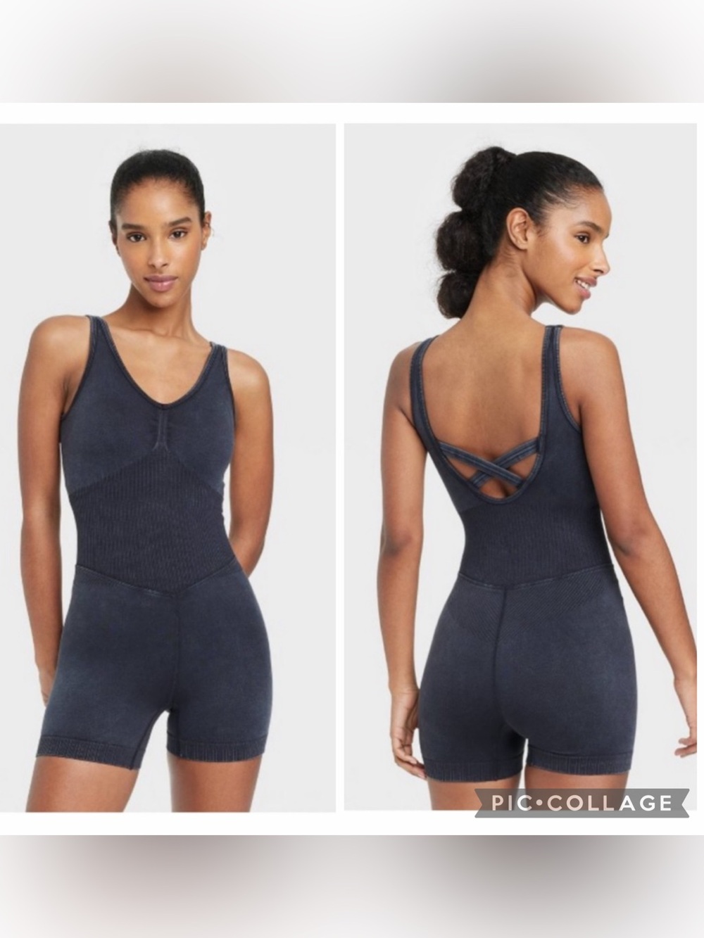 Joy lab Black wash Seamless Shaping Bodysuit shorts S